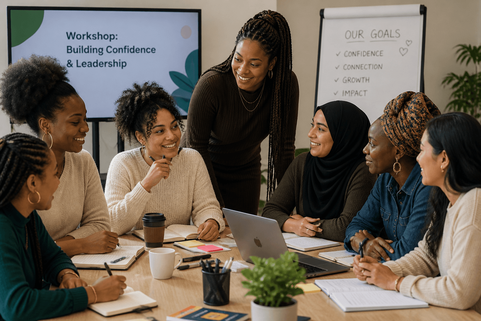 Women of colour at a CWCC workshop and training session.